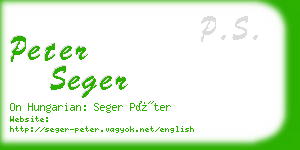 peter seger business card